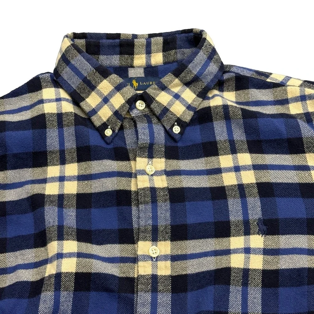 Polo Ralph Lauren Men's XL Classic Fit Flannel Shirt Blue Plaid Pony
